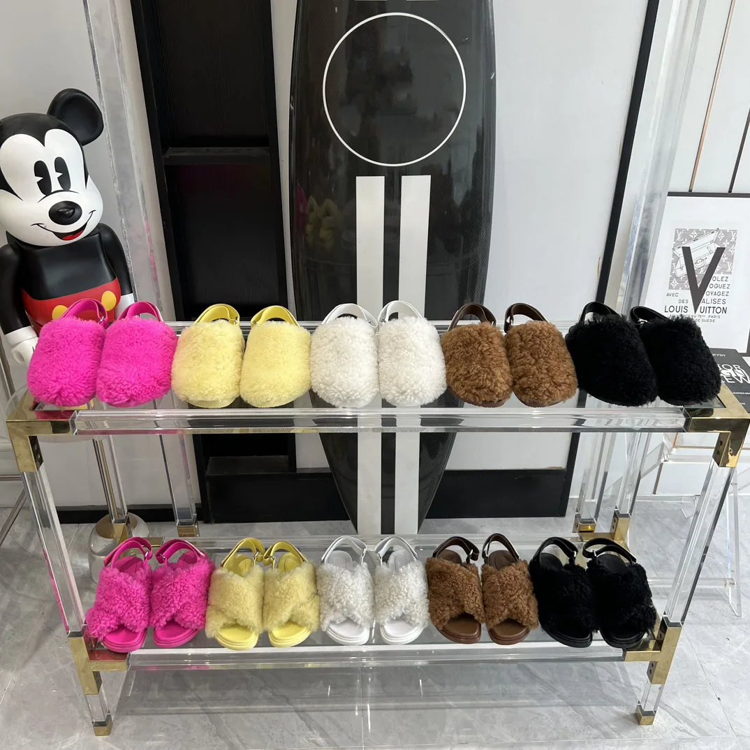 

Модные брендовые меховые шлепанцы Marni 23ss, женская обувь из натуральной шерсти, роскошные дизайнерские зимние сланцы, уличные толстые теплые сандалии