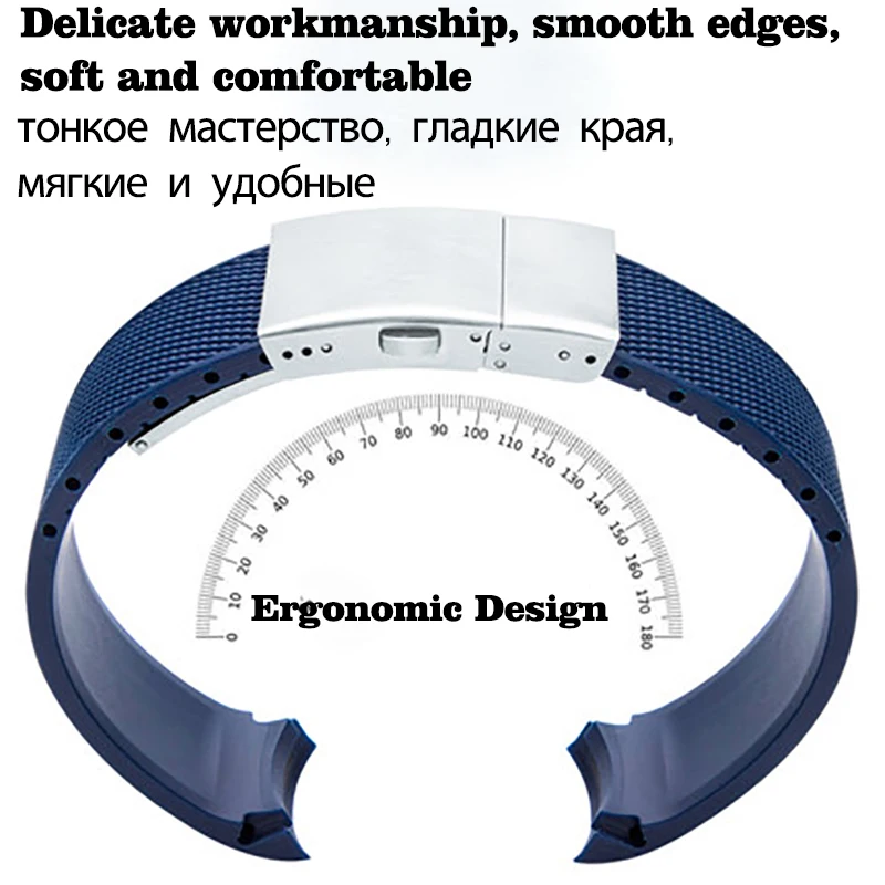 Viton Strap for Longines CONQUEST HYDROCONQUEST Watch Accessories Men Waterproof Strap Soft Rubber Silicone Watch Bracelet Band