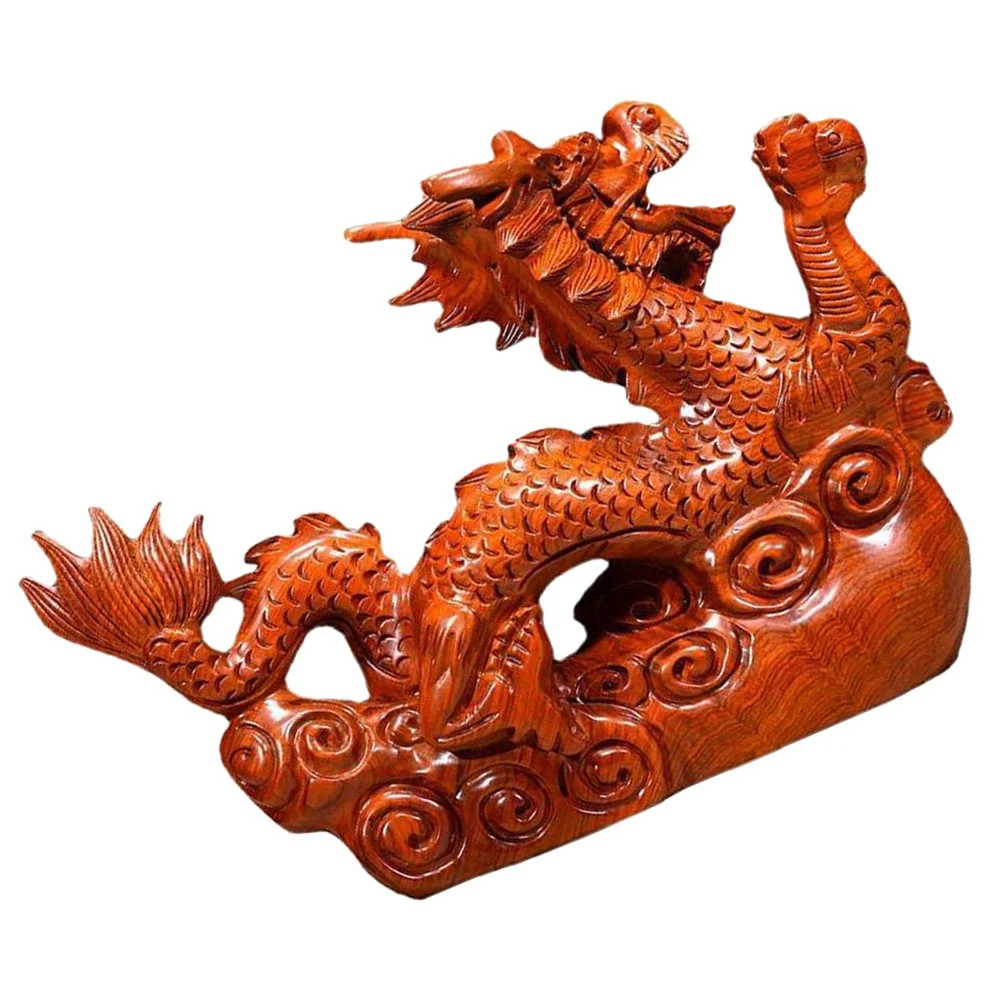 

Ornaments Chinese Dragon Decor Indoor Statue Creative Small Decoration Wooden Office Vintage Style