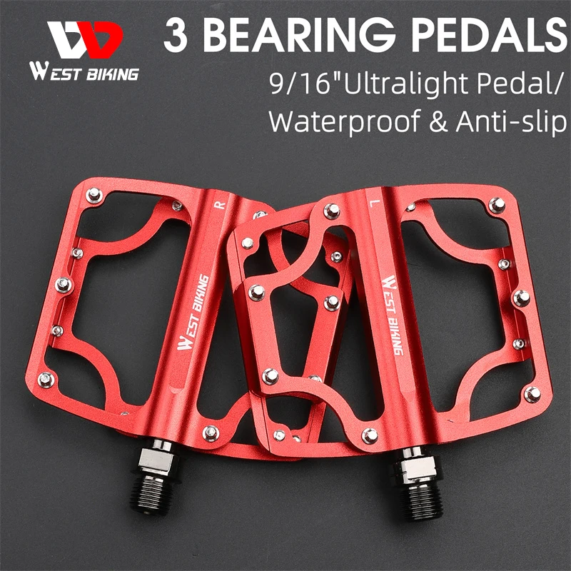 

WEST BIKING 3 Bearings Bicycle Pedals Ultralight Aluminium Alloy Anti-Slip CNC Bike Pedal BMX MTB Sealed Bearing Cycling Pedals