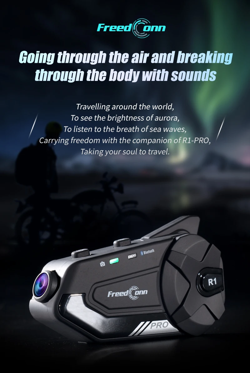 Freedconn Motorcycle Camera Bluetooth Motorcycle Intercom Helmet Headset 1440P Video Recording WiFi APP Dash Cam Moto Auto Dvr enlarge