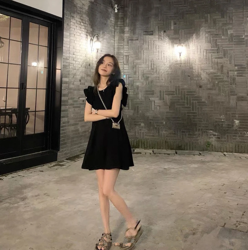 

COIGARSAM женское летнее платье 2022 черные платья Прямая поставка