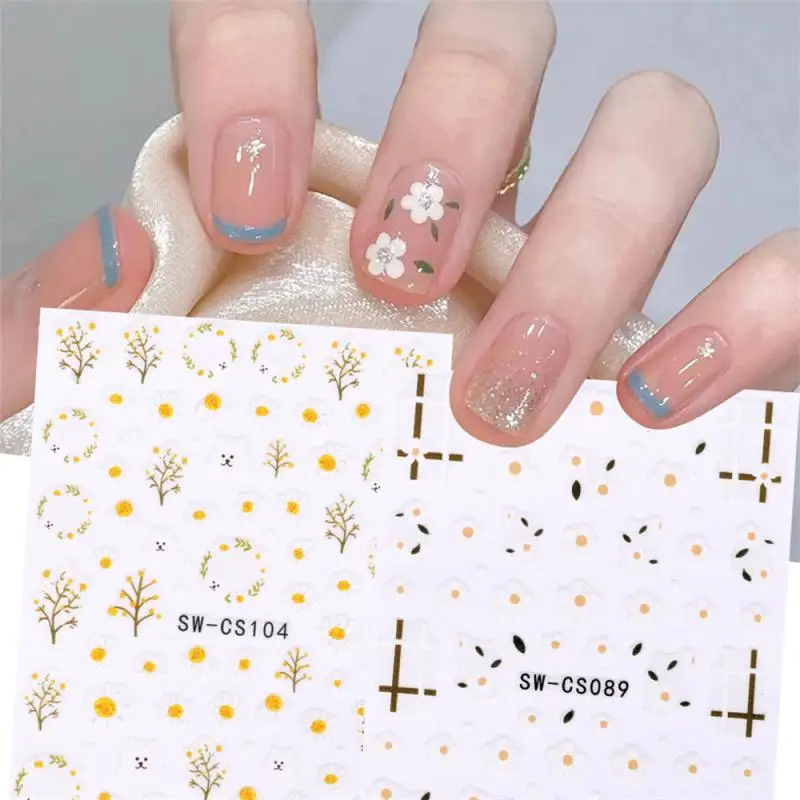 

7 Designs 3D Personalized DIY Pink Sakura Nail Art Stickers Color Rose Flower Nail Art Slider Nail Decorative Decals Stickers