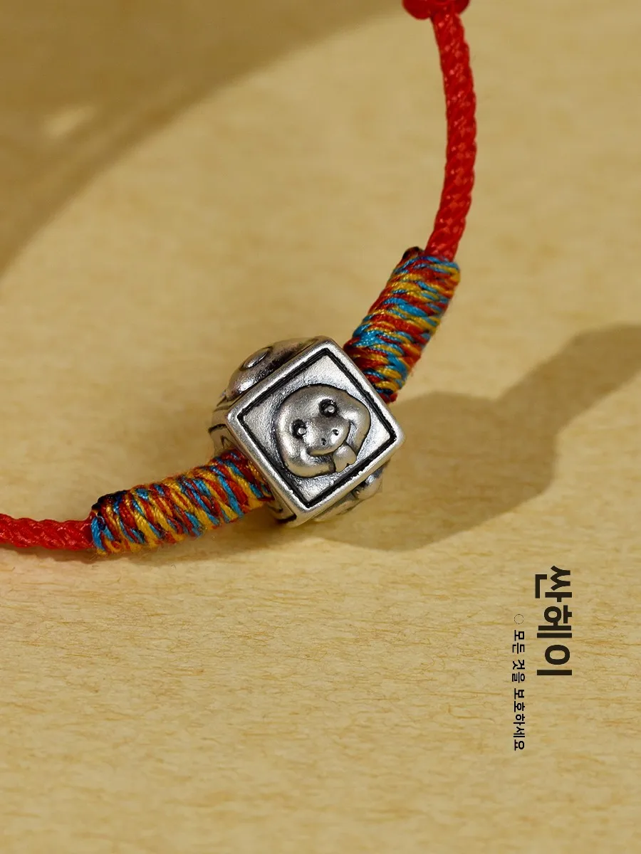 Браслет из стерлингового серебра 925 пробы со змеей курицей коровой и красной