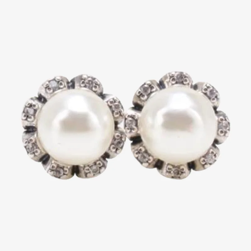 

Original 925 Sterling Silver Pan Earring Creative Crystal Cz Pearl Earrings For Women Wedding Gift Fashion Jewelry