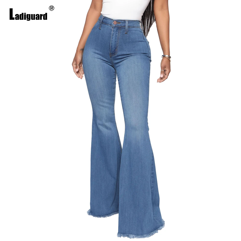 Ladiguard Women Boot Cut Demin Pants Girls Streetwear Sexy Flare Jeans Skinny Trouser 2022 European Style Fashion Skinny Pants