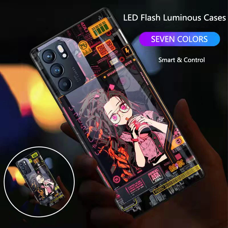 

Luminous Glass Call Light Cases For Realme GT Neo 2 X50 X7 X2 Pro 8 7 V11 C12 C17 C25 7 Pro LED Flash Smart Control Cover Case