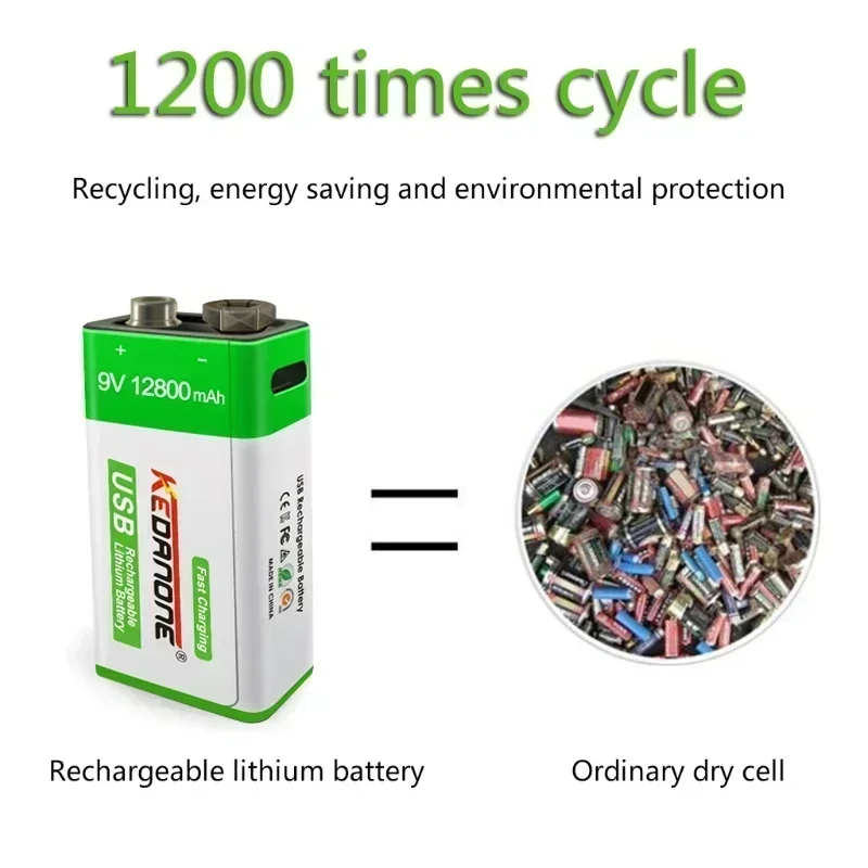 НОВЫЙ 12800 мАч micro USB 9-вольтовый литий-ионный аккумулятор 6F22 9 В для