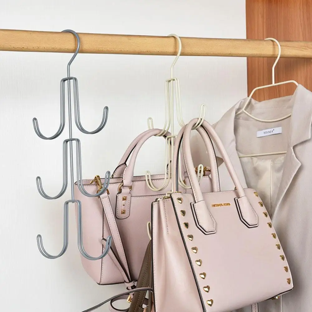 

1 PC Multifunctional Sturdy Metal Hangers Organization Space Tie Hooks Rack Saving Hangers Storage Handbags X1T6