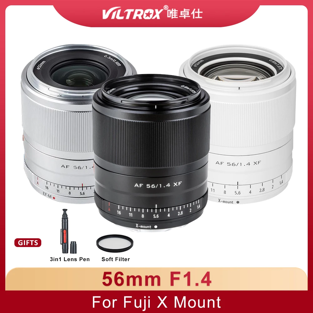 

VILTROX 56mm F1.4 STM APS-C Auto Focus Large Aperture STM Lens for Fuji X Fujifilm XF Mount XE1 XT3 XT4 XT10 XT30 XS10 XA5 X100S
