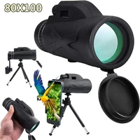 adult hd 80x100 telescope monocular with djustable smartphone holder tripod for birder watching hiking camping hunting