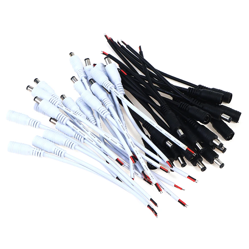 

10pcs/pack 2PIN 5.5x2.1mm Power Plug DC Male & Female Cable Wire Connector Adapter Socket Jack For CCTV Camera 2Colors New