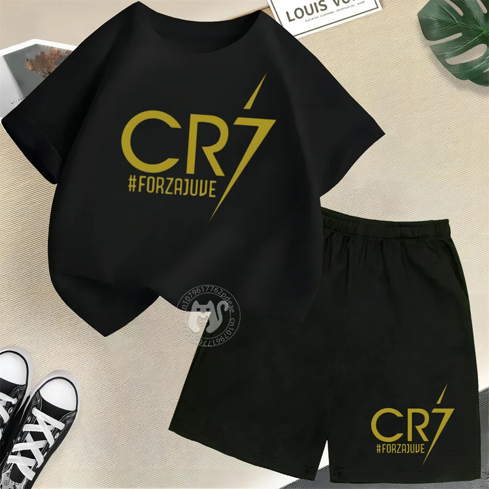 Повседневный хлопковый футбольный трикотаж с короткими рукавами и шортами