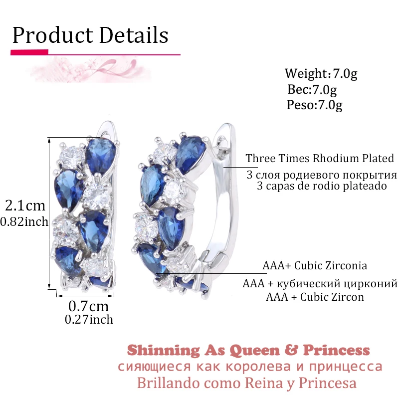 Серьги-гвоздики LXOEN с полудрагоценными камнями
