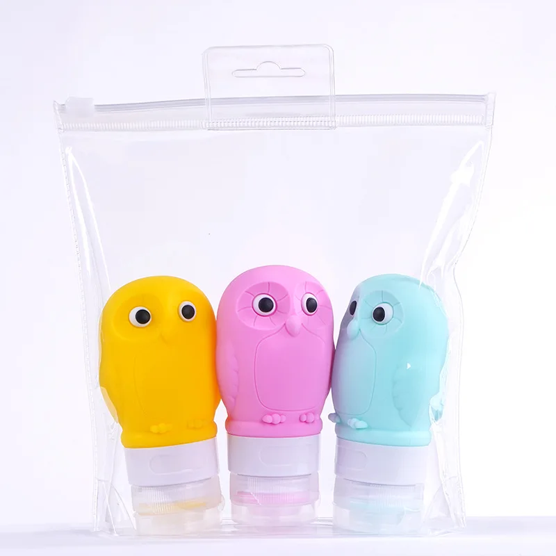 

Silicone Squeeze Bottles Owl Two Types of Style AB, Portable Bottle Leak Proof Food Storage Bottles for Shampoo,Shower Gel