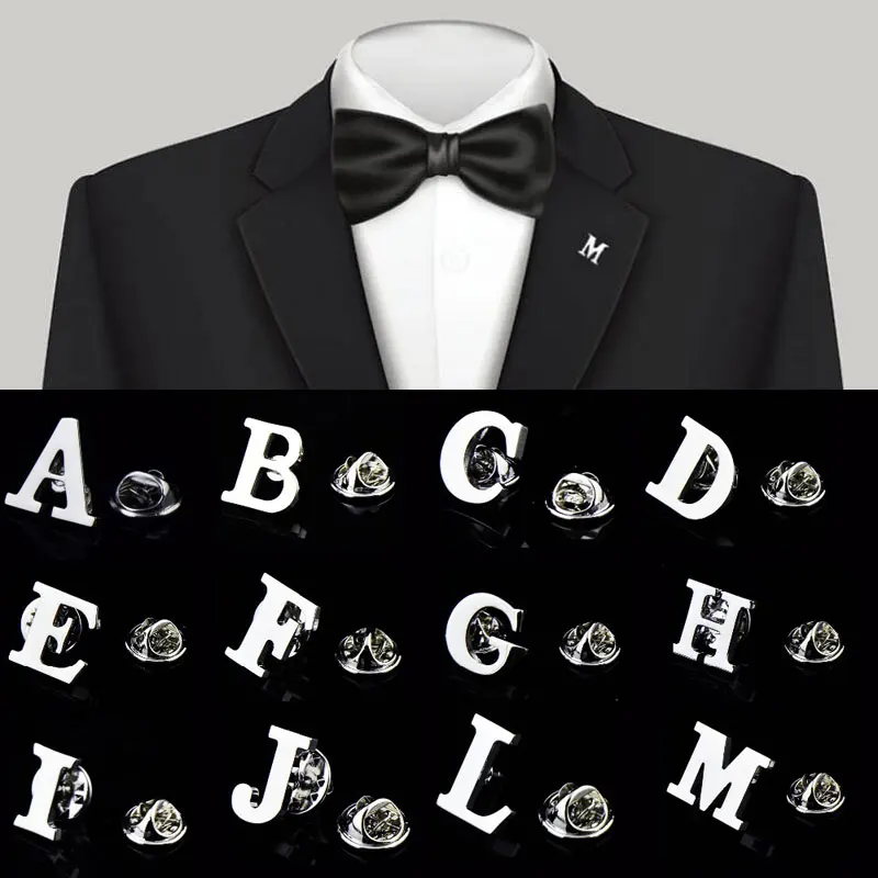 

Оригинальные английские буквы от A до Z, брошь, булавка серебряного цвета, модная мужская брошь на воротник костюма, галстук, лацкан, булавка, декоративная искусственная бижутерия
