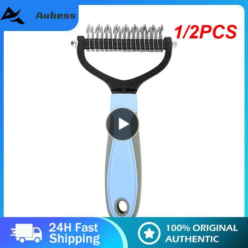 

1/2PCS New Hair Removal Comb for Dogs Cat Detangler Fur Trimming Dematting Brush Grooming Tool For matted Long Hair Curly Pet