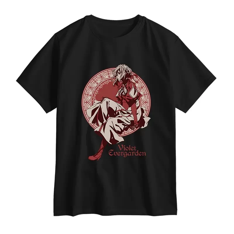 Аниме фиолетовая футболка Evergarden с коротким рукавом Косплей Костюм Студенческая