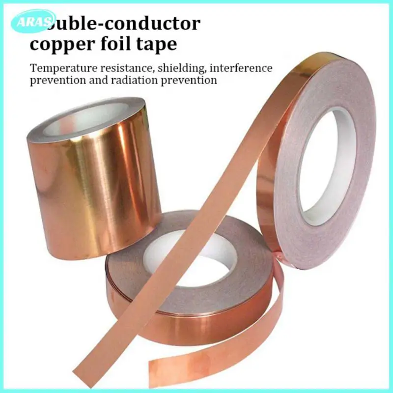 

50m High Temperature Resistant Copper Foil Strip Back Adhesive Heat Resist Tape Copper Foil Tape Accessories Tools Double Guide