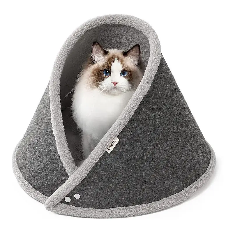 

Cat Bed Soft Felt House Cats Sleeping Bag Nest Detachable Breathable Semi Enclosed Pet Cave Washable Cat Basket Pet Supplies