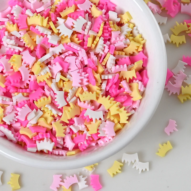 

20 г/партия, розовые короны из полимерной глины, 6 мм