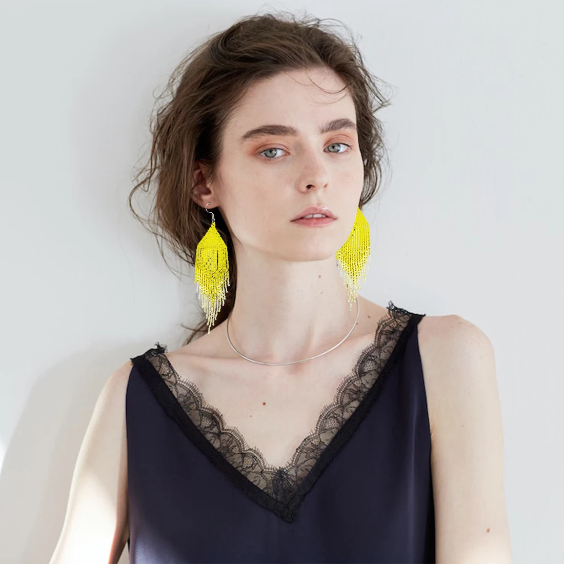 Большие эффектные серьги Kaseakia из бисера Длинные богемные ручной работы большие