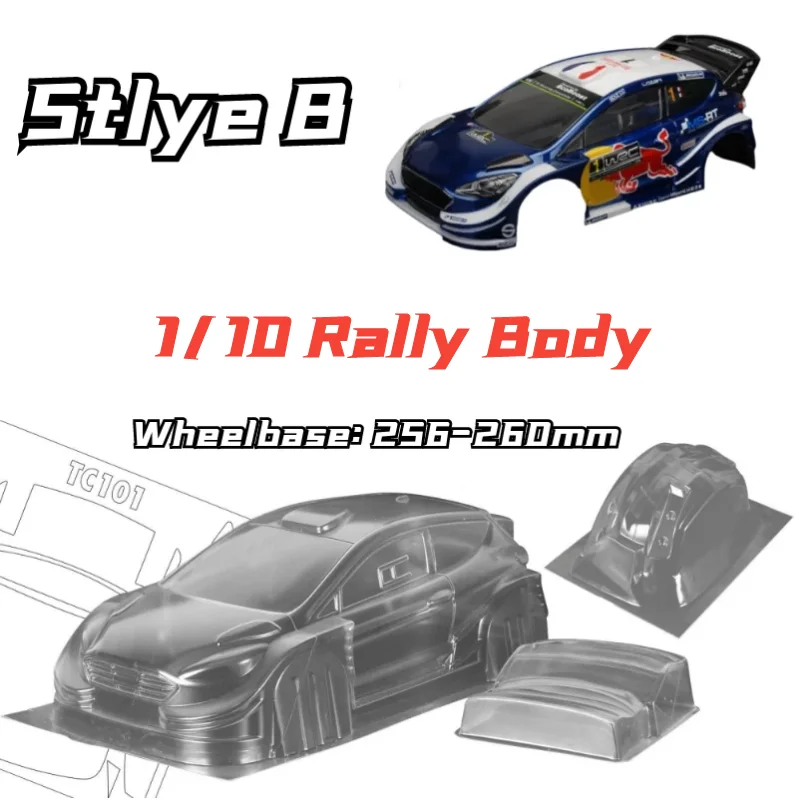 High quality 1/10 WRC Fiesta PC shell body for 1/10 200mm Width 258mm wheelbase with lamp cup for 1/10 TAMIYA Rally car hsp SNRC enlarge