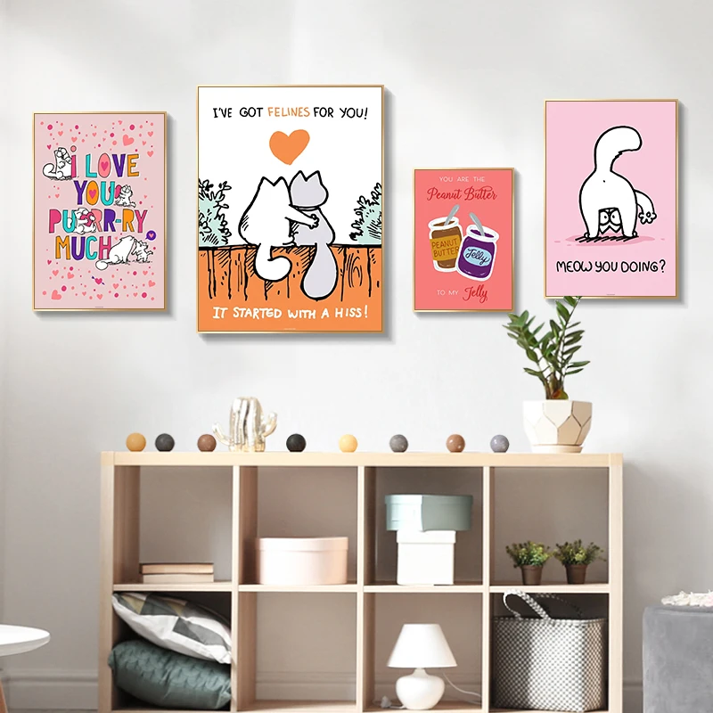 

Картина на холсте «Meow You Are Meow Black Cat» с изображением животных, Настенная картина, Картина на холсте, украшение для гостиной