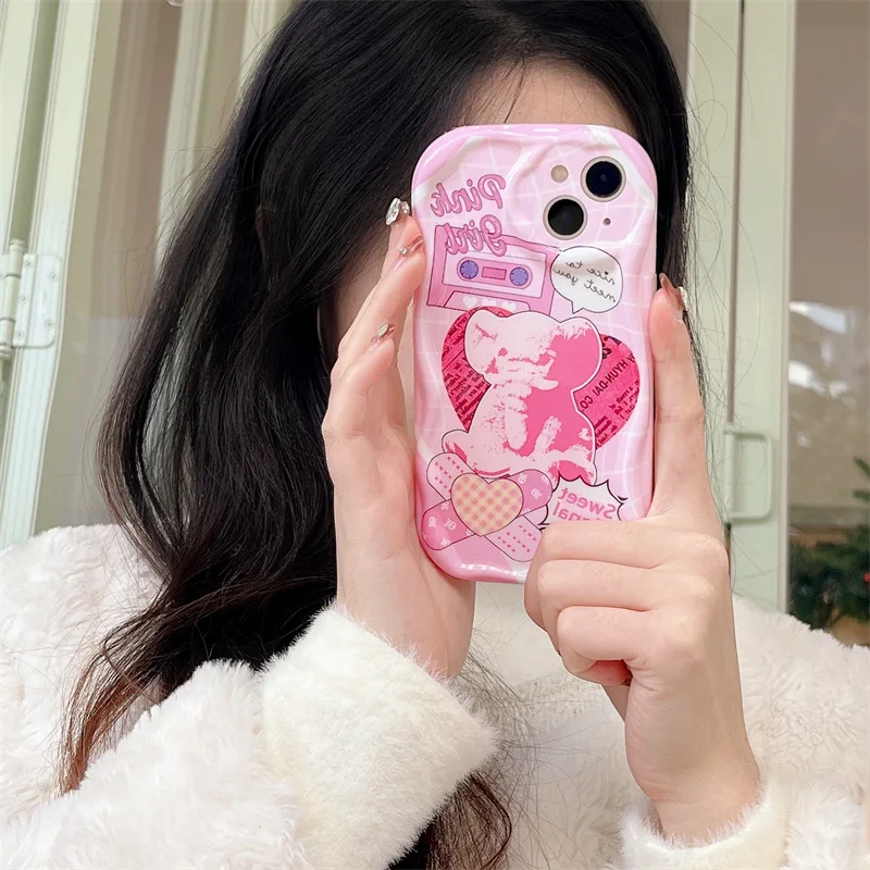 

Fashion Cartoon Cute Pink Graffiti Elephant Mobile Phone Case For IPhone11 12 13 14 Pro Max Plus