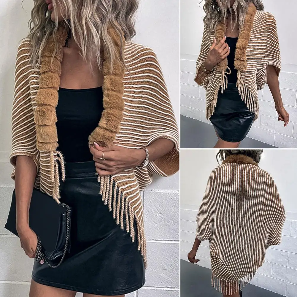 

Stretchy Attractive Fall Winter Ladies Cloak Cardigan Jacket Comfortable Women Knitted Coat Bohemian for Shopping