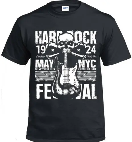 

Hard Rock Festival T-Shirt Mens S-3XL biker music guitar skull retro
