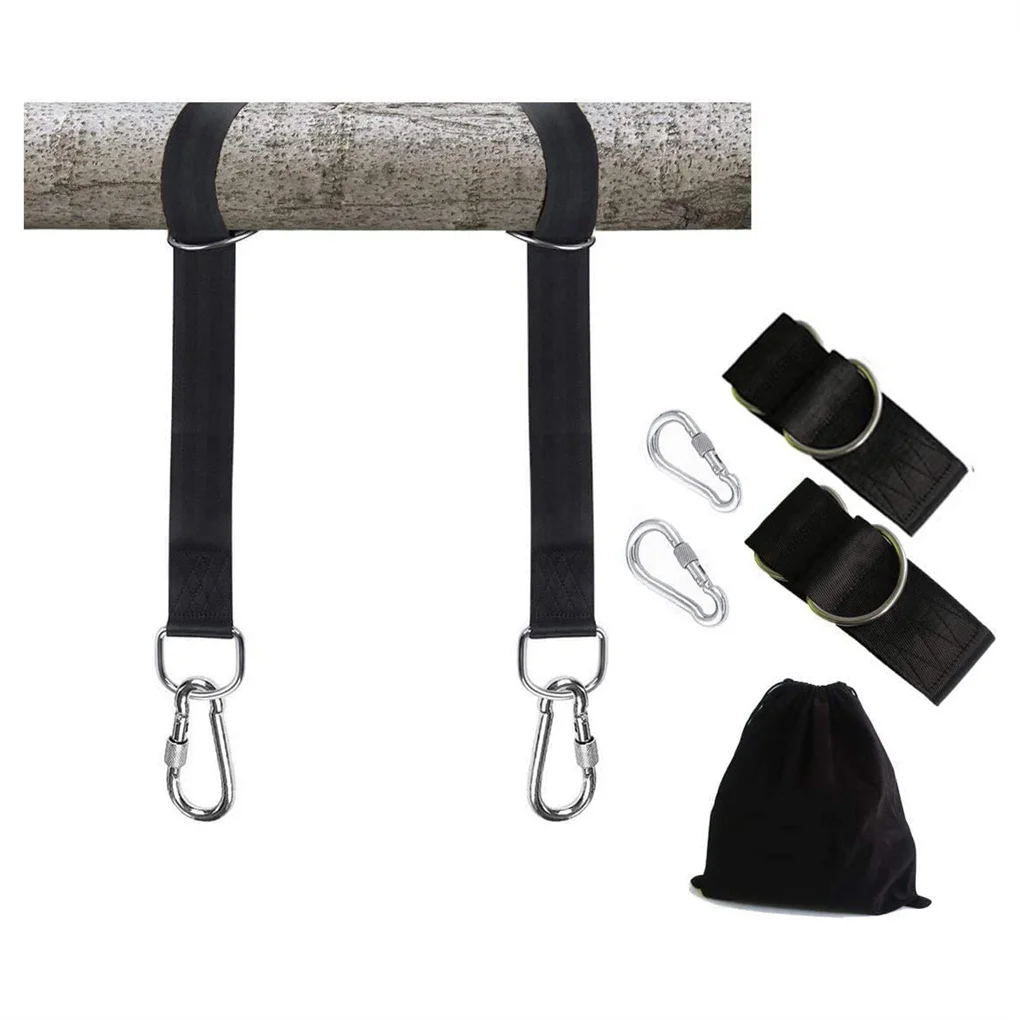 

Tree Swing Hanging Straps Kit Holds 1200lbs Hammock Carabiner Camping Travel Fishing Rope Storage Bag Supplies