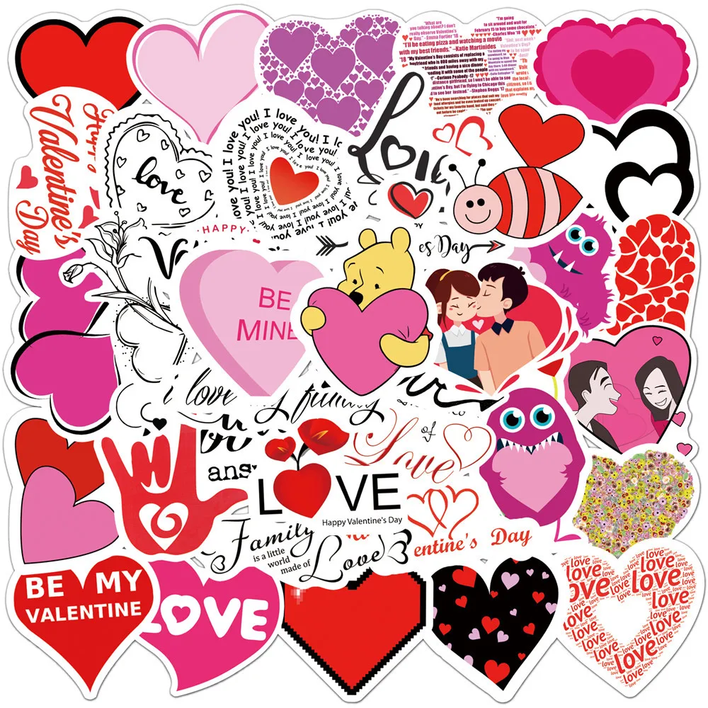 

10/30/50PCS Cool Trendy Cartoon Valentine's Day Sticker Suitcase Skateboard Laptop Refrigerator Phone Car Decoration DIY Decal