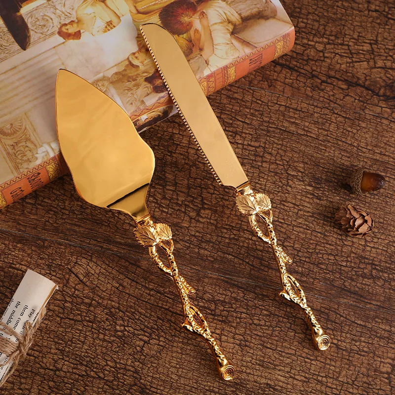 

European Western Restaurant Hotel Home Zinc Alloy Pizza Pastry Shovel Gold Two-Piece Set Birthday Cake Shovel Gold Home