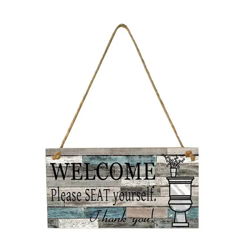 

Bathroom Toilet Signs Board Wooden Please Seat Yourself Welcome Hanging Wall Art Sign Home Restroom Decor Farmhouse
