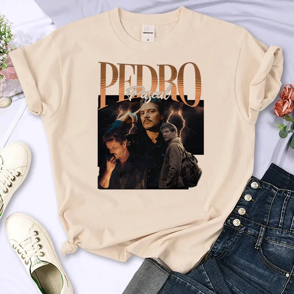 

Pedro Pascal t shirt women Japanese manga harajuku top female graphic designer streetwear clothing