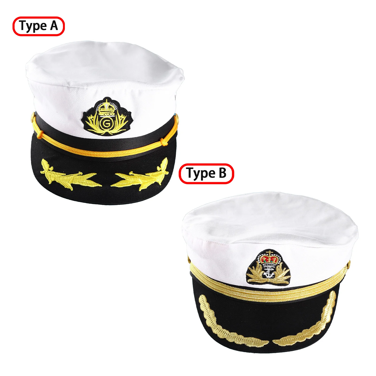 Erwachsene Yacht Militär Hüte Boot Skipper Schiff Sailor Kapitän Kostüm Hut Kappe Navy Marine Admiral Männer Frauen Stickerei Navy Kappe