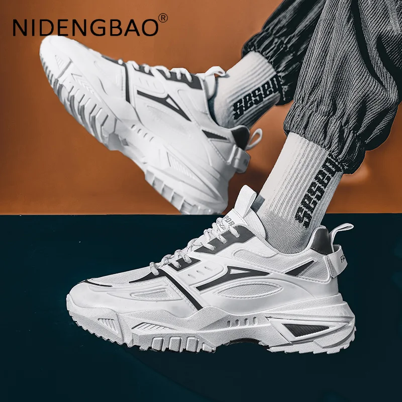 Men's Sneakers Breathable Male Casual Chunky Shoes Outdoor Walking Jogging Sports Shoes Platform Heightening Young Man Footwear