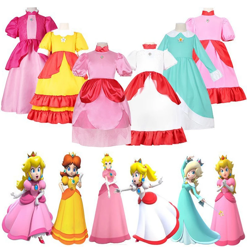 Одежда для косплея с героями мультфильмов Super Mario Bros персиковая принцесса Полин