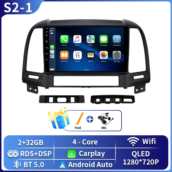 

Android Carplay авто радио для Hyundai Santa Fe 2 2006 2007 2008 2009 2010 2011 2012 автомобильный мультимедийный плеер стерео DSP 2DIN DVD