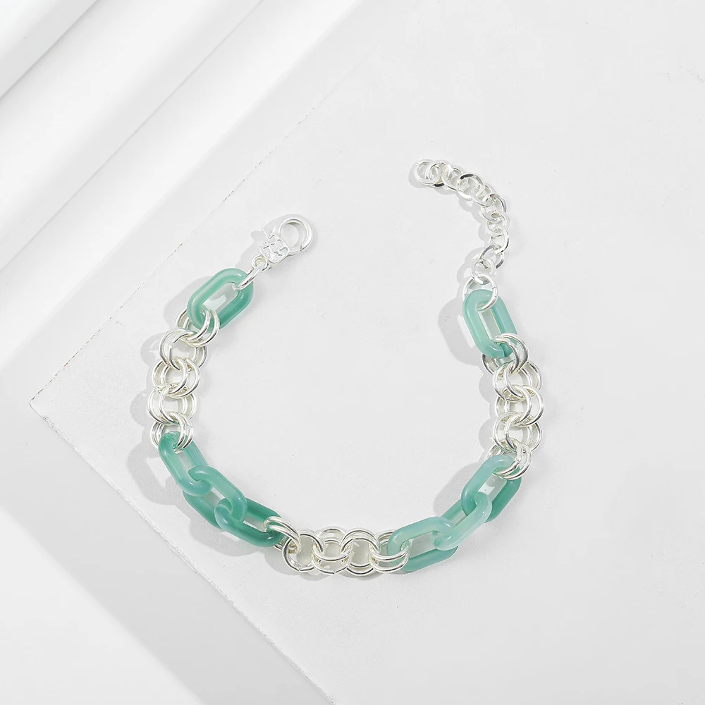 Женский браслет-цепочка из акрила и металла толстый браслет в стиле панк с