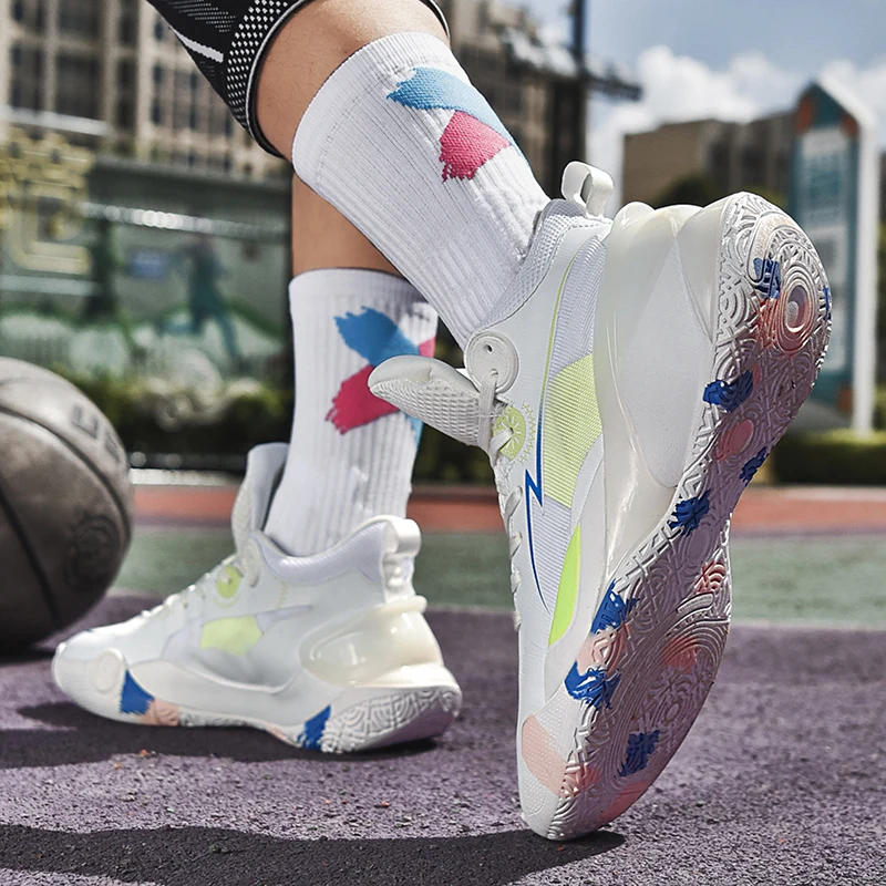 Sonic 10 Basketball Shoes Rainbow Multi Color Men's And Women's Same Large Size Shock-absorbing Wear-resistant Actual Combat