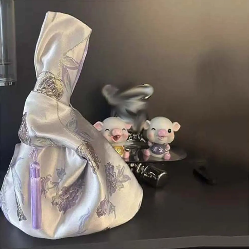 Мешочек для мелких предметов сумка на запястье с узлом и кисточкой сумки