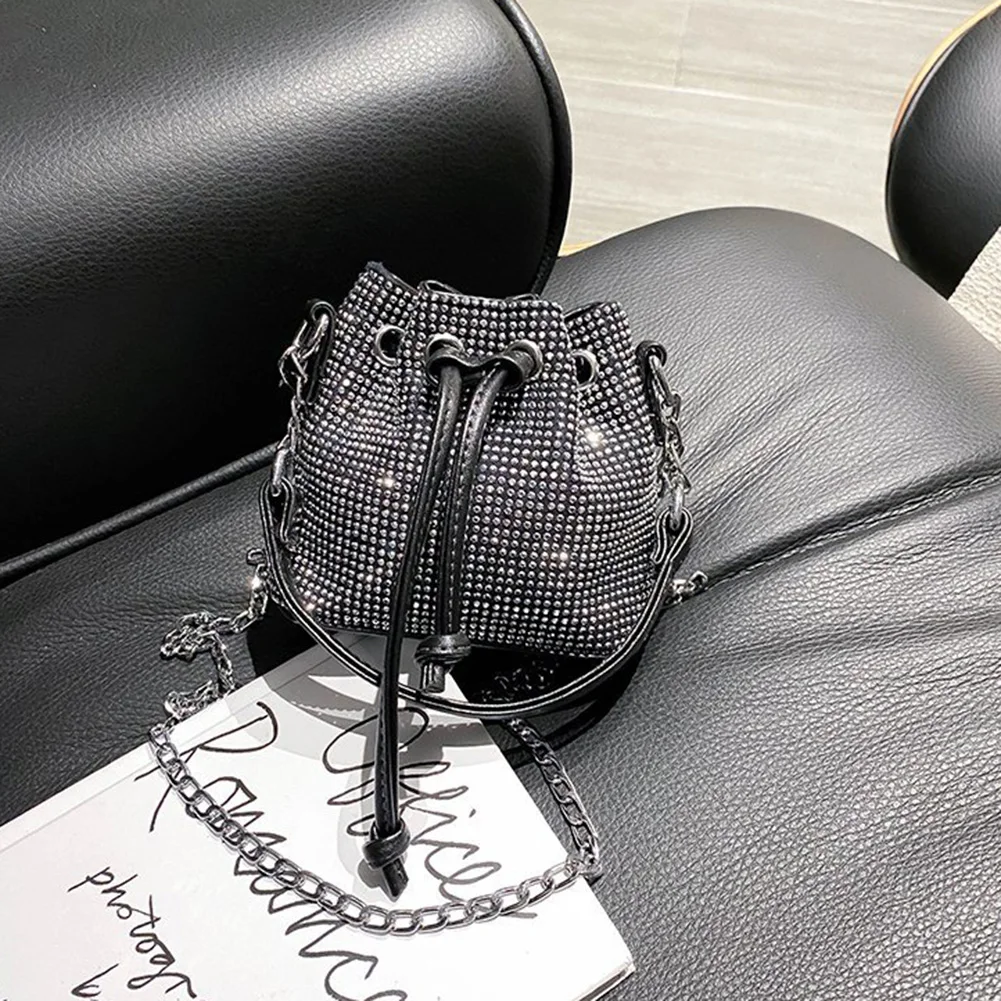 

Женская сумка-ведро на шнурке, миниатюрная модная Блестящая Сумочка через плечо, маленькие мессенджеры