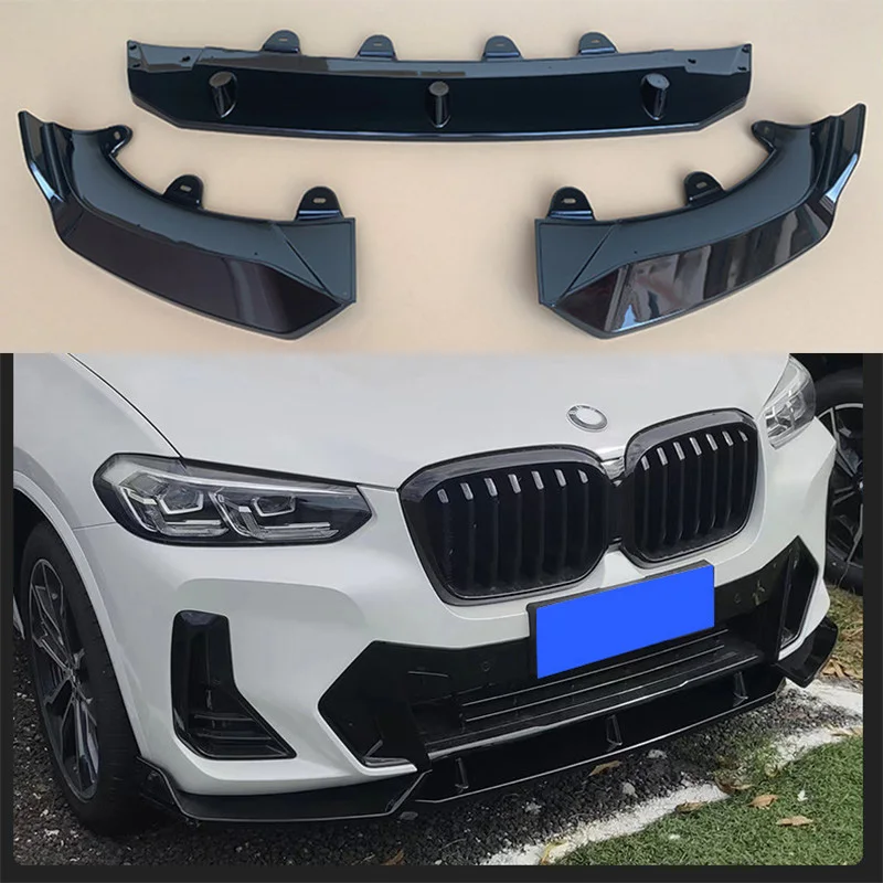 

For 3PCS Front Bumper Diffuser Lip Splitter NEW BMW X3 G01 X4 G02 PU Material Black Collision Avoidance Accessories Refit 2022+
