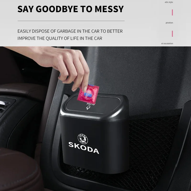 Фото Наклейка на автомобиль для Skoda: подвесной контейнер для мусора из ABS-пластика, декор для Skoda Octavia A5, Superb, Old Febia, Roomster 2013, 2005-2008, Rapi №1