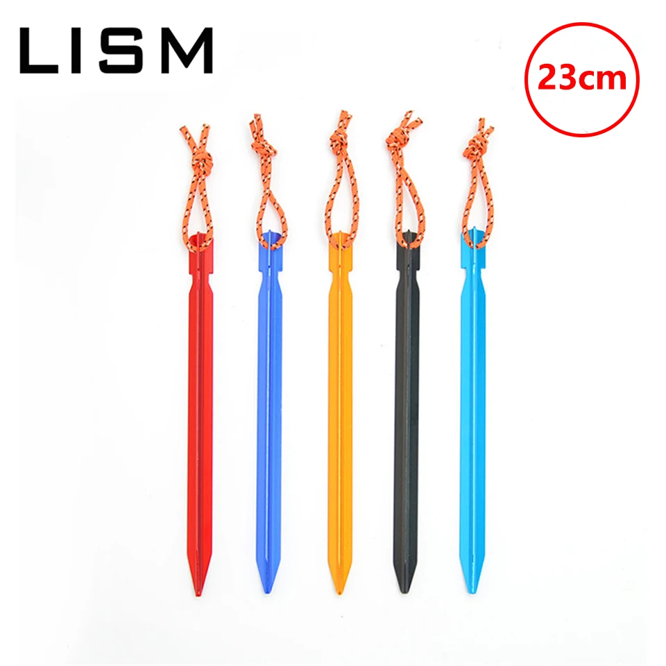 

4Pcs/lot 23cm Tent Pegs Ultralight Aluminum Alloy Garden Stakes Three-edged Ground Nail for Outdoor Camping Awning Canopy