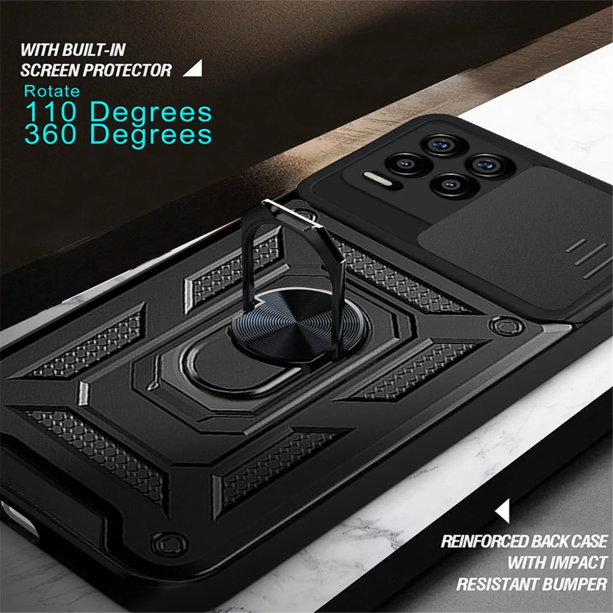 armor shockproof phone cover for oppo realme 9i 8 pro plus 5g 8i c35 c31 case with magnetic ring holder stand camera protective free global shipping