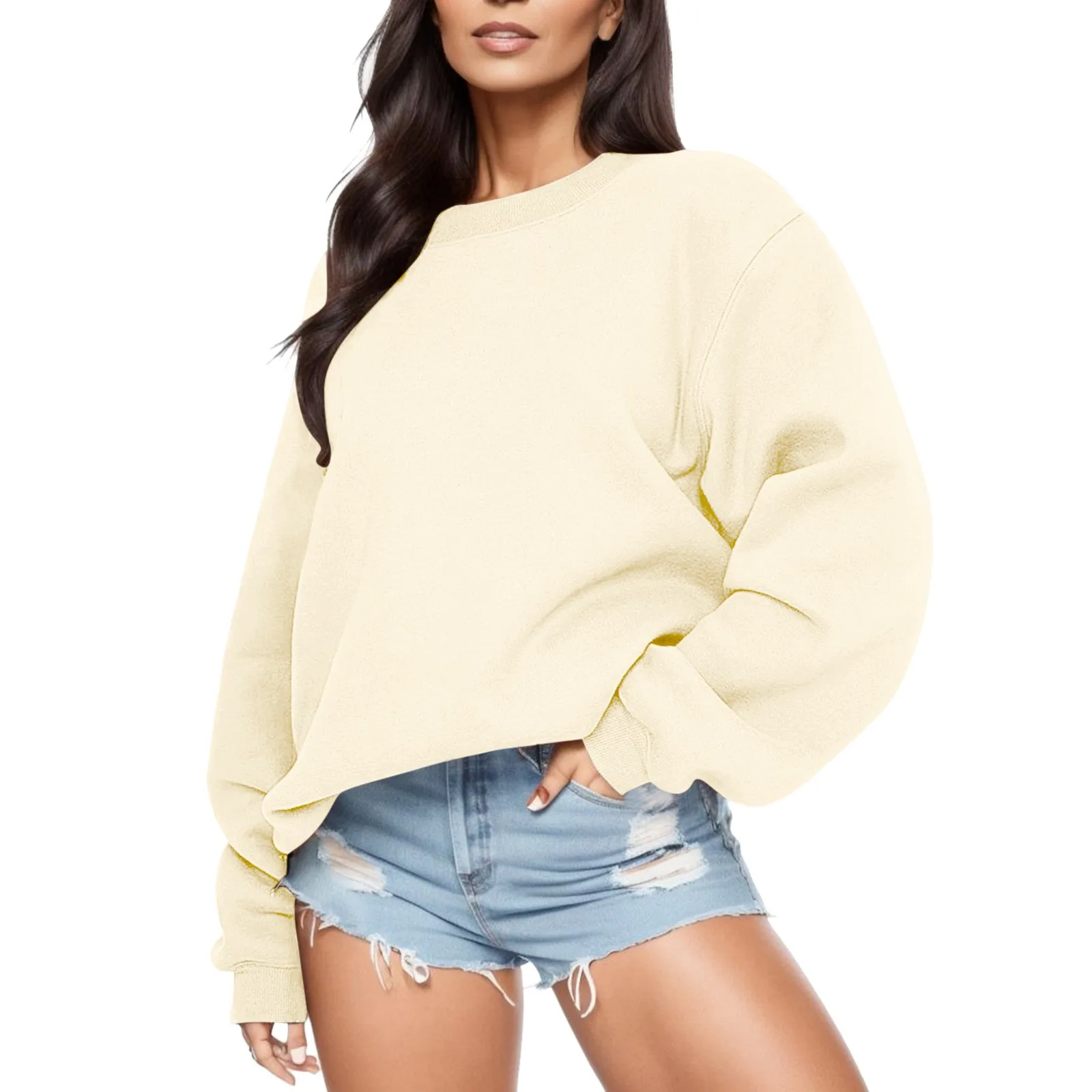 

Womens Daily Home Outdoor Solid Long Sleeve O Neck T Shirt Top Sweatshirt Apparel T