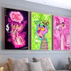 Картина на холсте с изображением розовых пантерских долларов граффити Мультяшные настенные художественные плакаты принты Куадрос настенное искусство для кавайных комнат украшение для дома